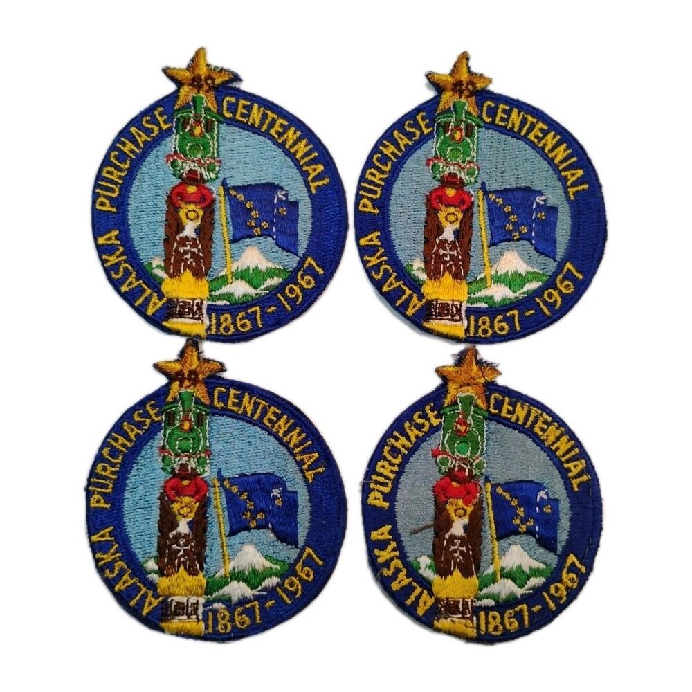 Lot of 4 Alaska Purchase Centennial 1867-1967 Souvenir Embroidered Patch Badges